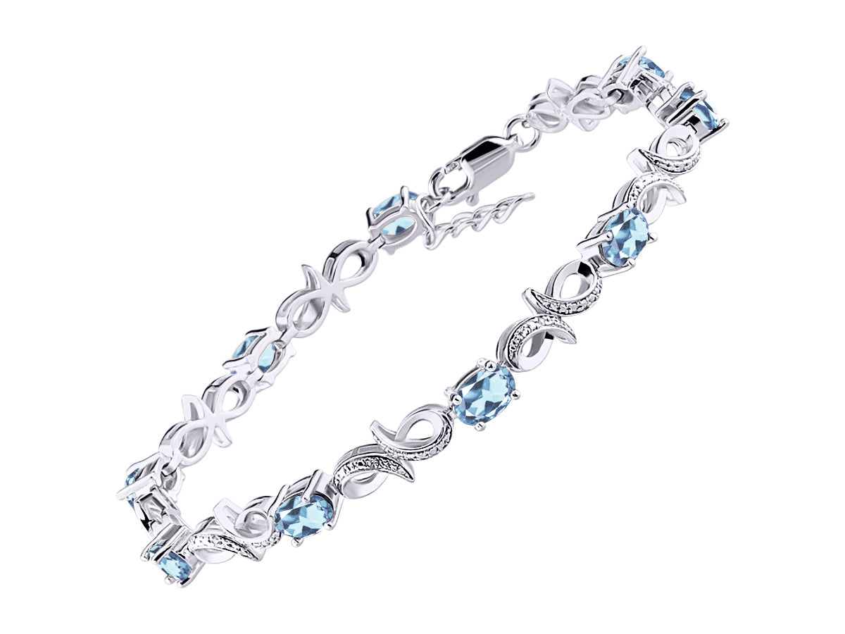 RYLOS Bracelets for Women 925 Sterling Silver Infinity Tennis Bracelet Gemstone & Diamonds Adjustable to Fit 7"-8" Wrist, 9 Gorgeous 6X4MM Jewelry for Women Friendship Bracelets