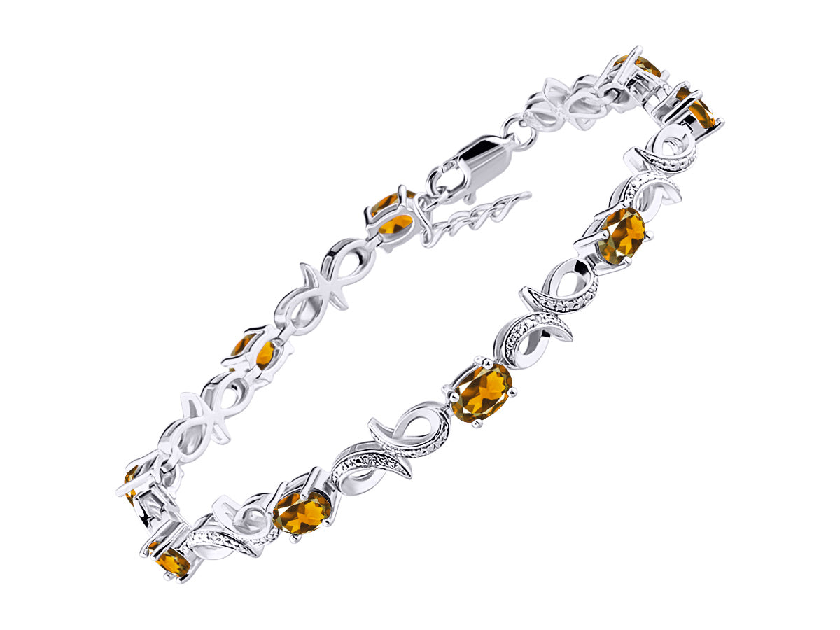 RYLOS Bracelets for Women 925 Sterling Silver Infinity Tennis Bracelet Gemstone & Diamonds Adjustable to Fit 7"-8" Wrist, 9 Gorgeous 6X4MM Jewelry for Women Friendship Bracelets