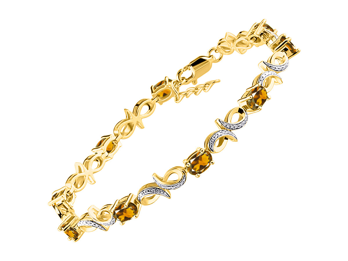 RYLOS Bracelets for Women Yellow Gold Plated Silver Infinity Tennis Bracelet Gemstone & Diamonds Adjustable to Fit 7"-8" Wrist, 9 Gorgeous 6X4MM Jewelry for Women Friendship Bracelets