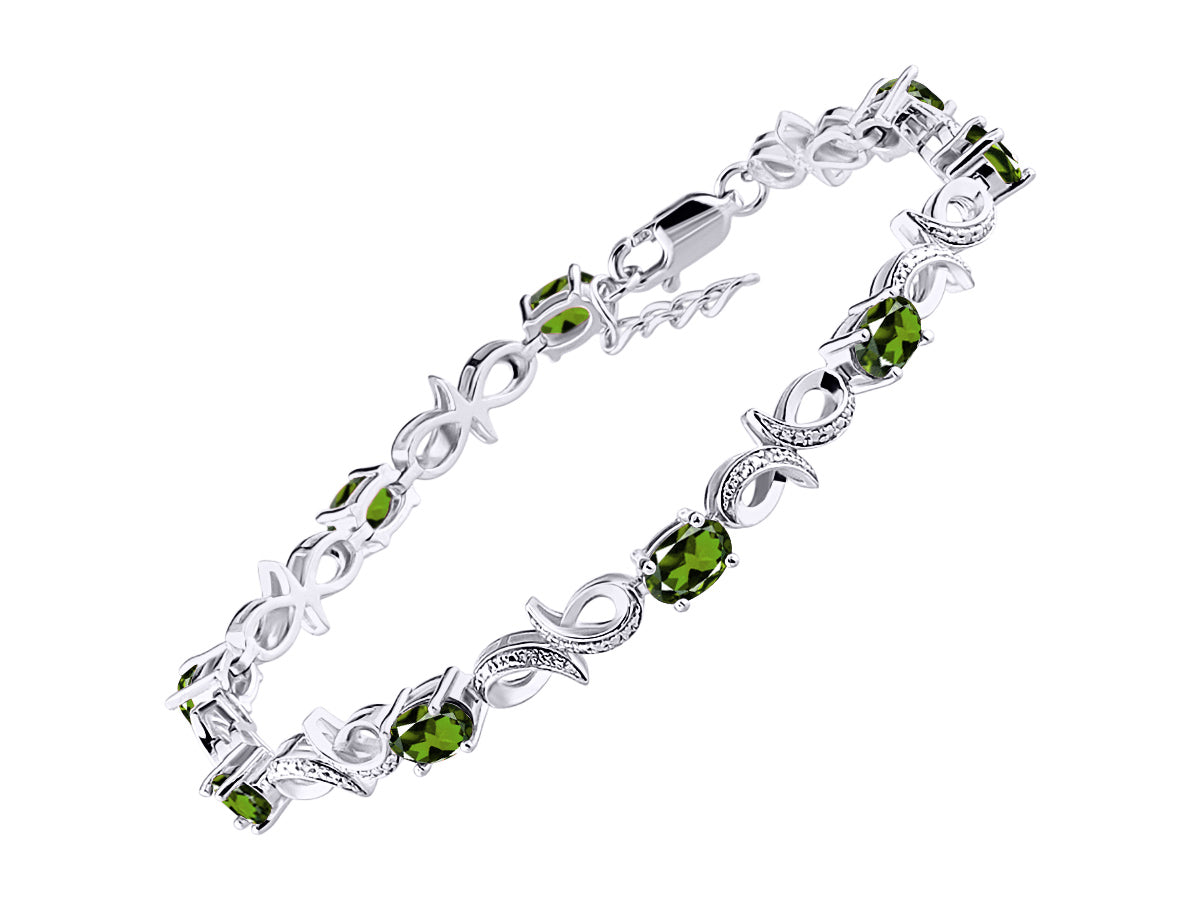 RYLOS Bracelets for Women 925 Sterling Silver Infinity Tennis Bracelet Gemstone & Diamonds Adjustable to Fit 7"-8" Wrist, 9 Gorgeous 6X4MM Jewelry for Women Friendship Bracelets