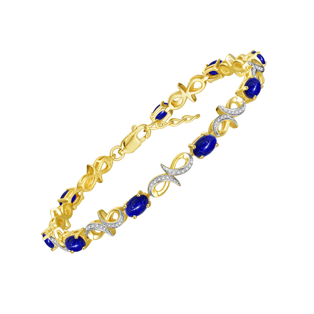 RYLOS Bracelets for Women Yellow Gold Plated Silver Infinity Tennis Bracelet Gemstone & Diamonds Adjustable to Fit 7"-8" Wrist, 9 Gorgeous 6X4MM Jewelry for Women Friendship Bracelets