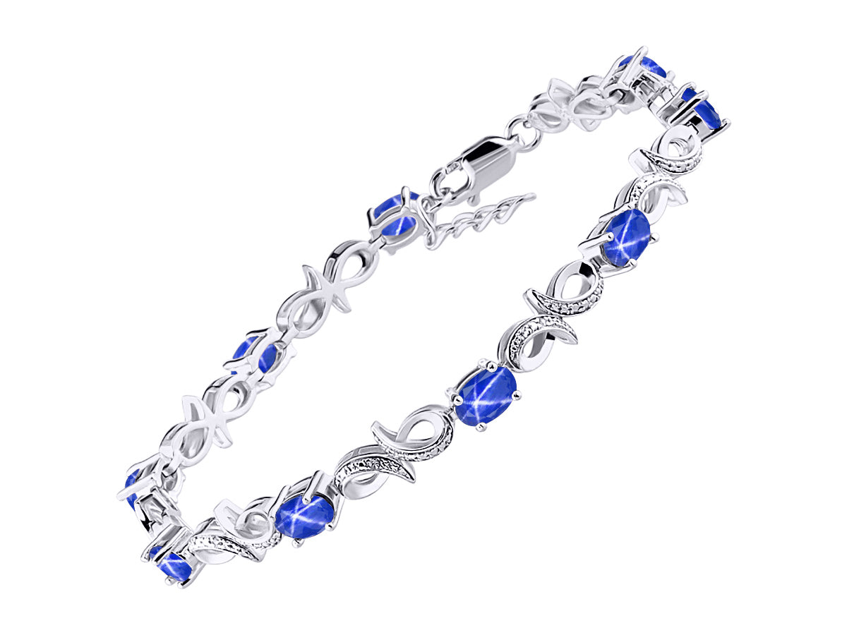 RYLOS Bracelets for Women 925 Sterling Silver Infinity Tennis Bracelet Gemstone & Diamonds Adjustable to Fit 7"-8" Wrist, 9 Gorgeous 6X4MM Jewelry for Women Friendship Bracelets