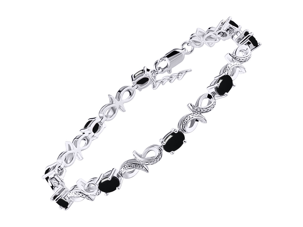 RYLOS Bracelets for Women 925 Sterling Silver Infinity Tennis Bracelet Gemstone & Diamonds Adjustable to Fit 7"-8" Wrist, 9 Gorgeous 6X4MM Jewelry for Women Friendship Bracelets