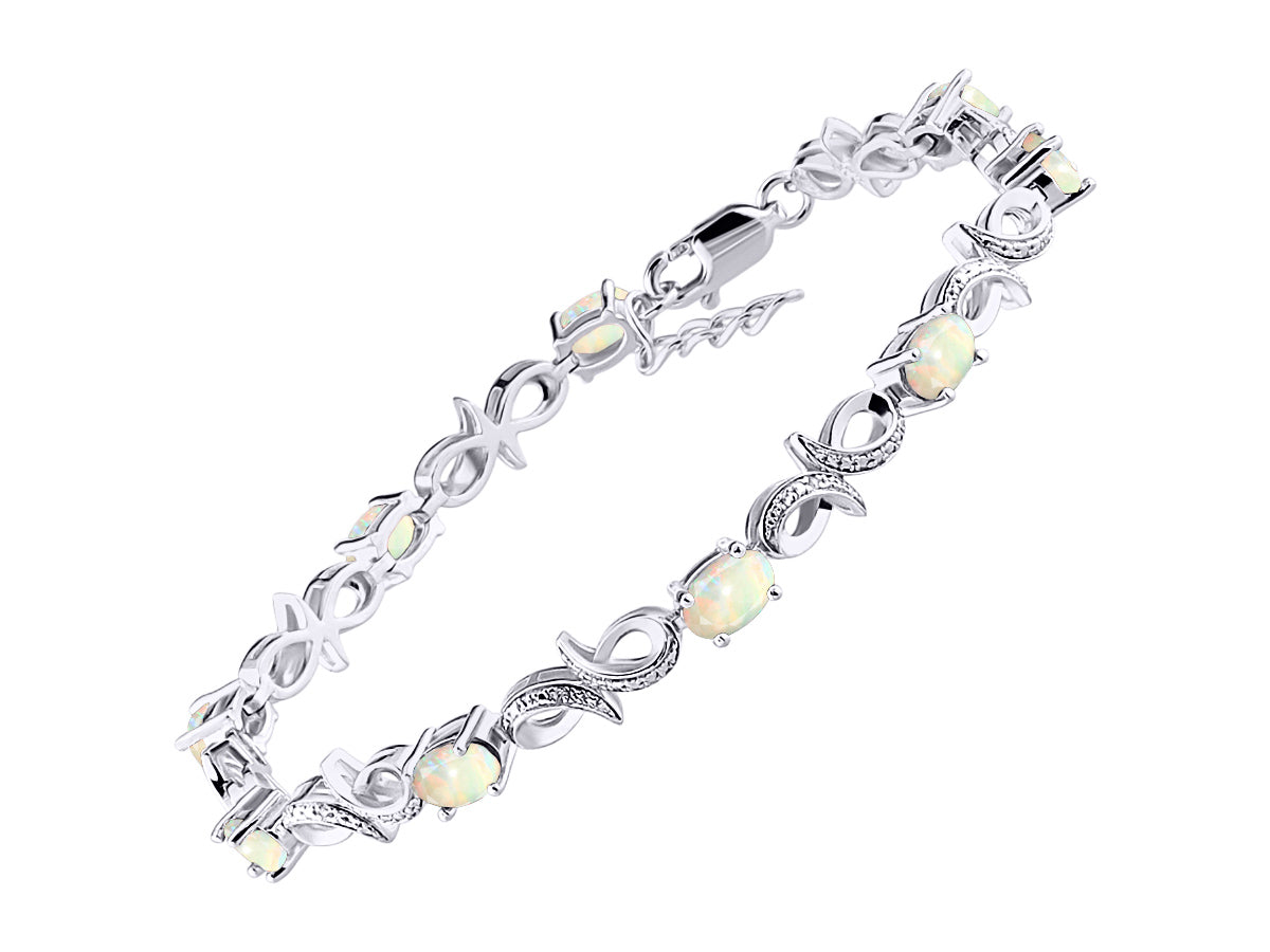 RYLOS Bracelets for Women 925 Sterling Silver Infinity Tennis Bracelet Gemstone & Diamonds Adjustable to Fit 7"-8" Wrist, 9 Gorgeous 6X4MM Jewelry for Women Friendship Bracelets