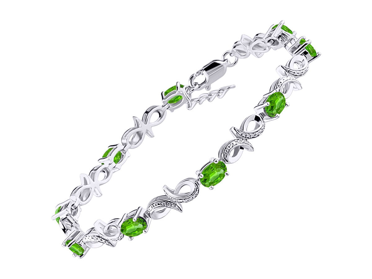 RYLOS Bracelets for Women 925 Sterling Silver Infinity Tennis Bracelet Gemstone & Diamonds Adjustable to Fit 7"-8" Wrist, 9 Gorgeous 6X4MM Jewelry for Women Friendship Bracelets
