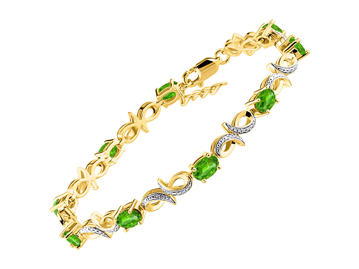 RYLOS Bracelets for Women Yellow Gold Plated Silver Infinity Tennis Bracelet Gemstone & Diamonds Adjustable to Fit 7"-8" Wrist, 9 Gorgeous 6X4MM Jewelry for Women Friendship Bracelets