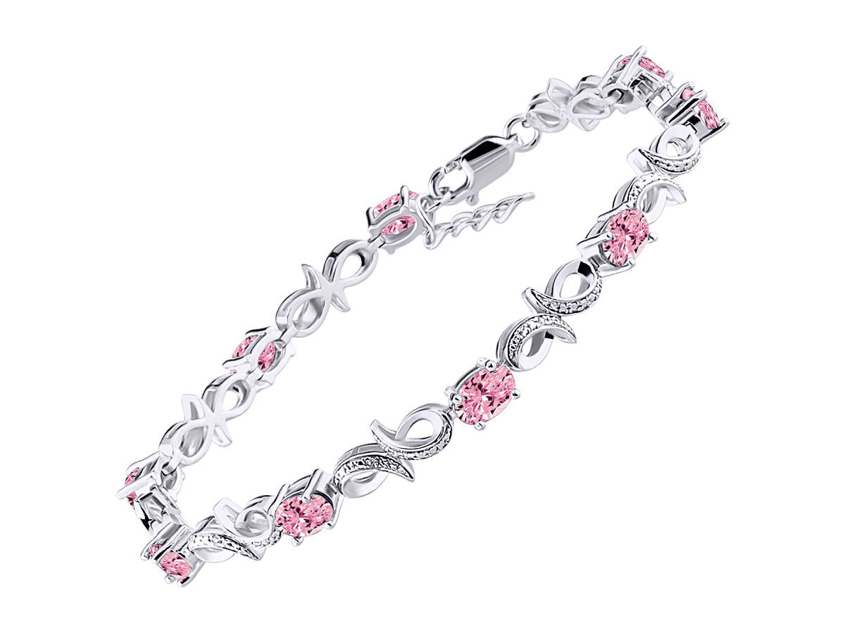 RYLOS Bracelets for Women 925 Sterling Silver Infinity Tennis Bracelet Gemstone & Diamonds Adjustable to Fit 7"-8" Wrist, 9 Gorgeous 6X4MM Jewelry for Women Friendship Bracelets