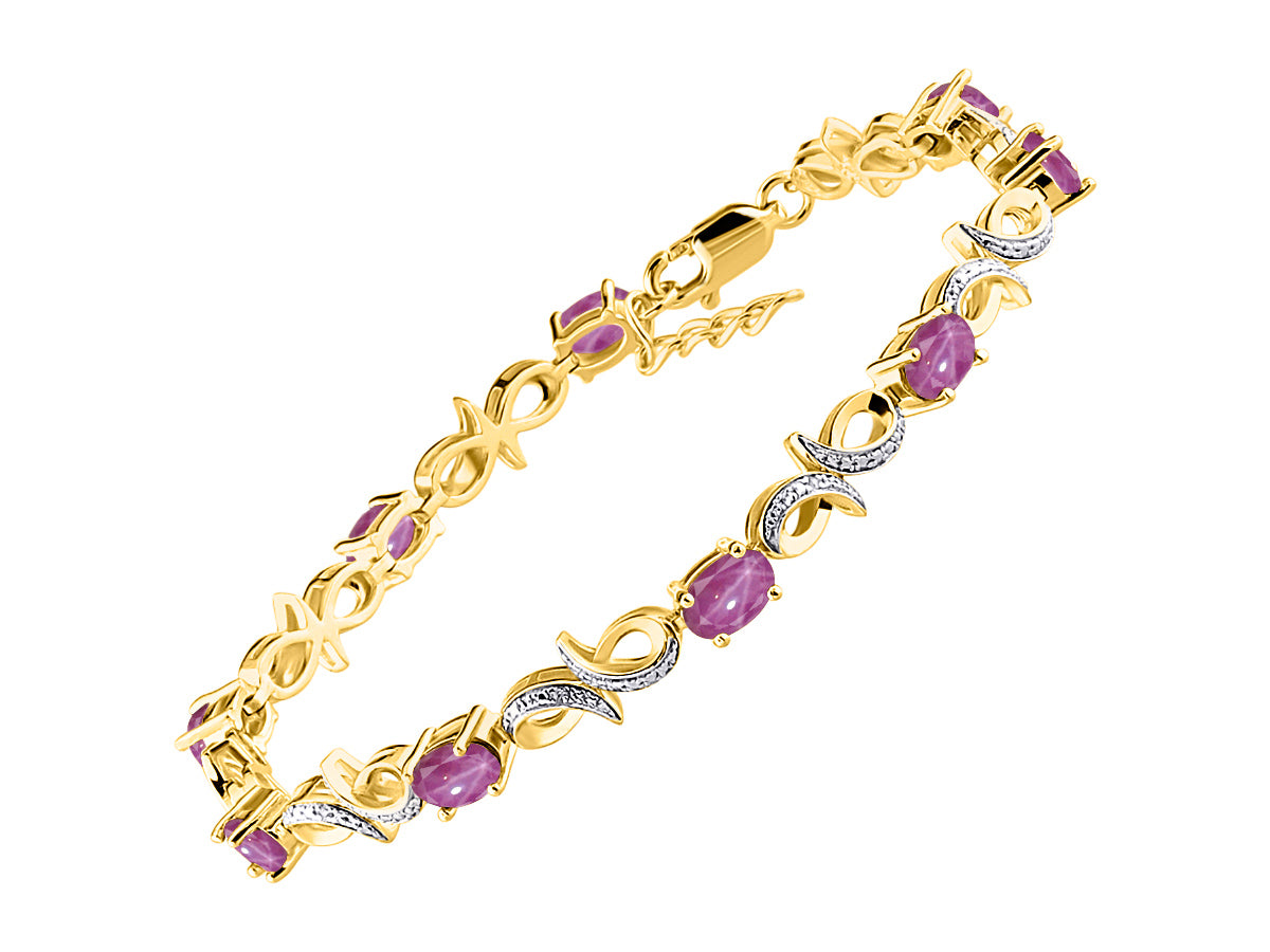 RYLOS Bracelets for Women Yellow Gold Plated Silver Infinity Tennis Bracelet Gemstone & Diamonds Adjustable to Fit 7"-8" Wrist, 9 Gorgeous 6X4MM Jewelry for Women Friendship Bracelets