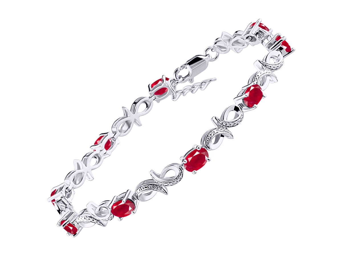 RYLOS Bracelets for Women 925 Sterling Silver Infinity Tennis Bracelet Gemstone & Diamonds Adjustable to Fit 7"-8" Wrist, 9 Gorgeous 6X4MM Jewelry for Women Friendship Bracelets