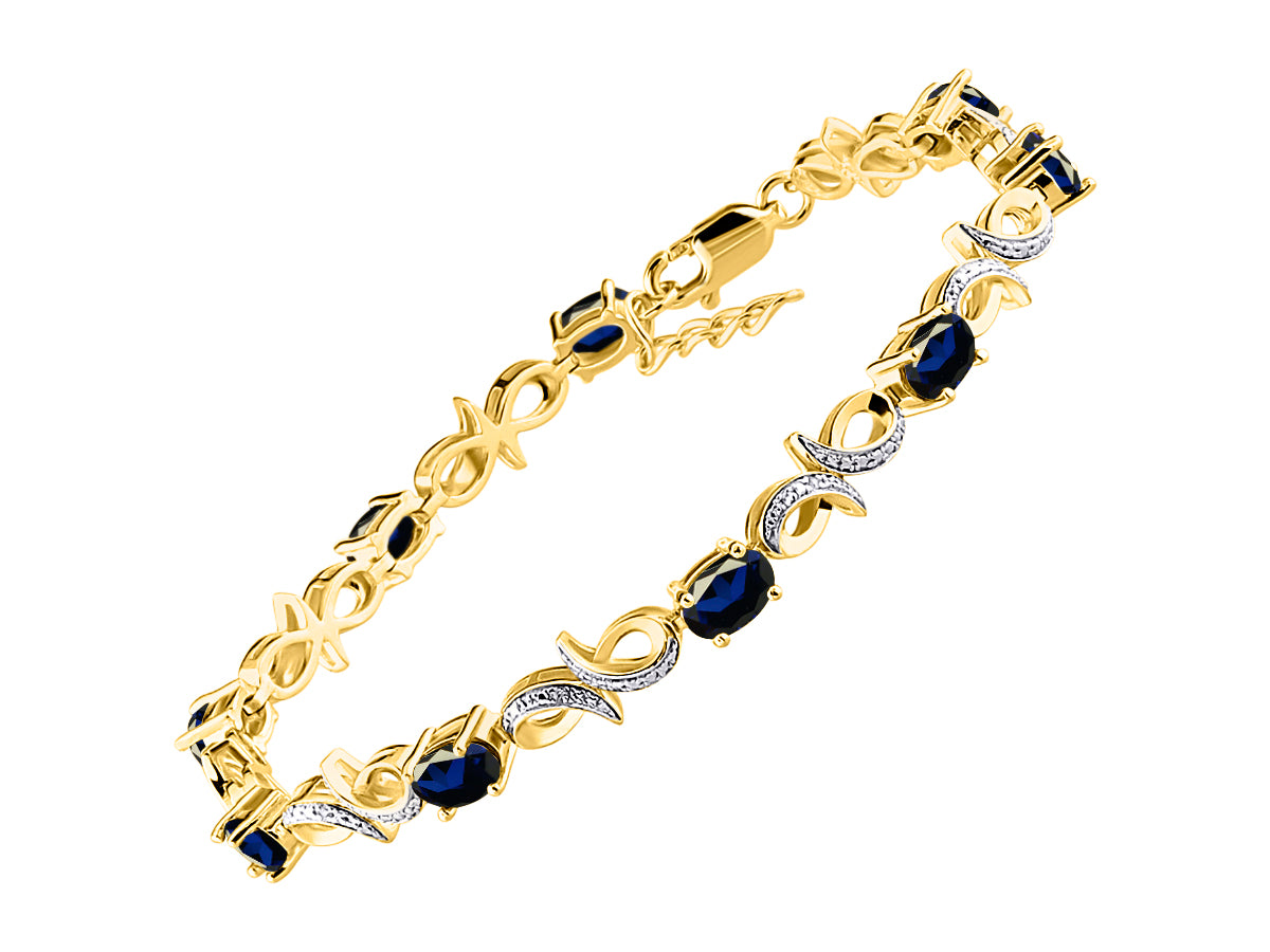 RYLOS Bracelets for Women Yellow Gold Plated Silver Infinity Tennis Bracelet Gemstone & Diamonds Adjustable to Fit 7"-8" Wrist, 9 Gorgeous 6X4MM Jewelry for Women Friendship Bracelets