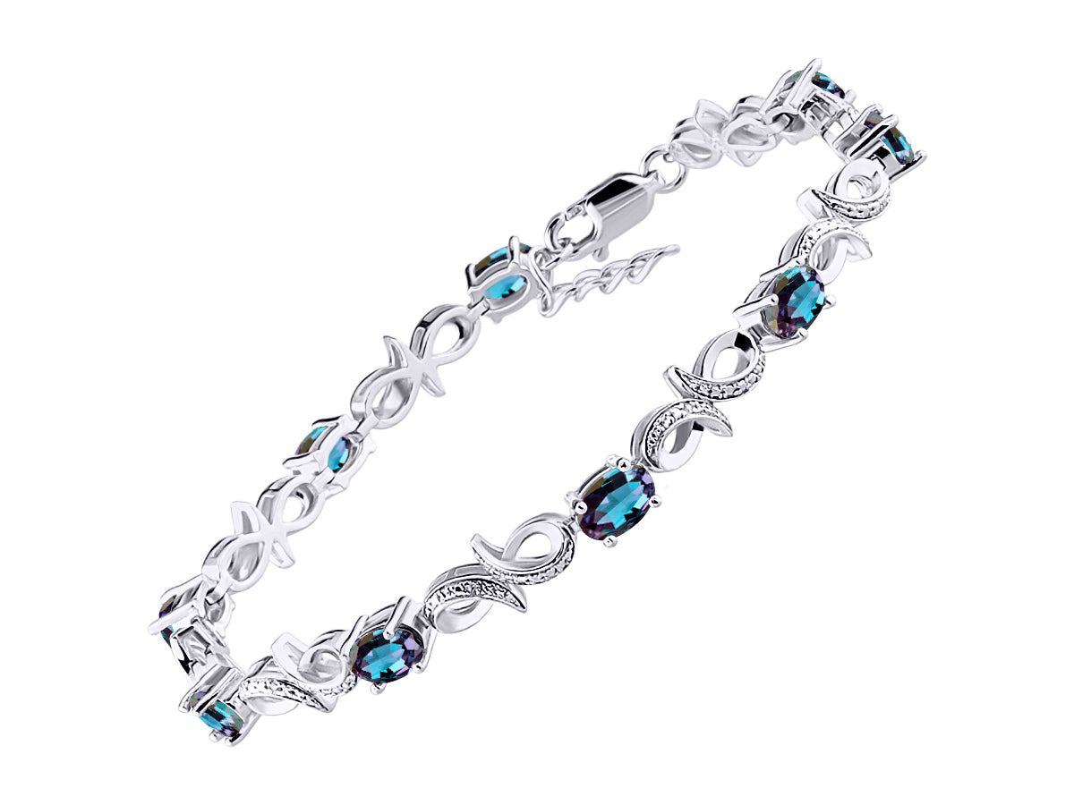 RYLOS Bracelets for Women 925 Sterling Silver Infinity Tennis Bracelet Gemstone & Diamonds Adjustable to Fit 7"-8" Wrist, 9 Gorgeous 6X4MM Jewelry for Women Friendship Bracelets