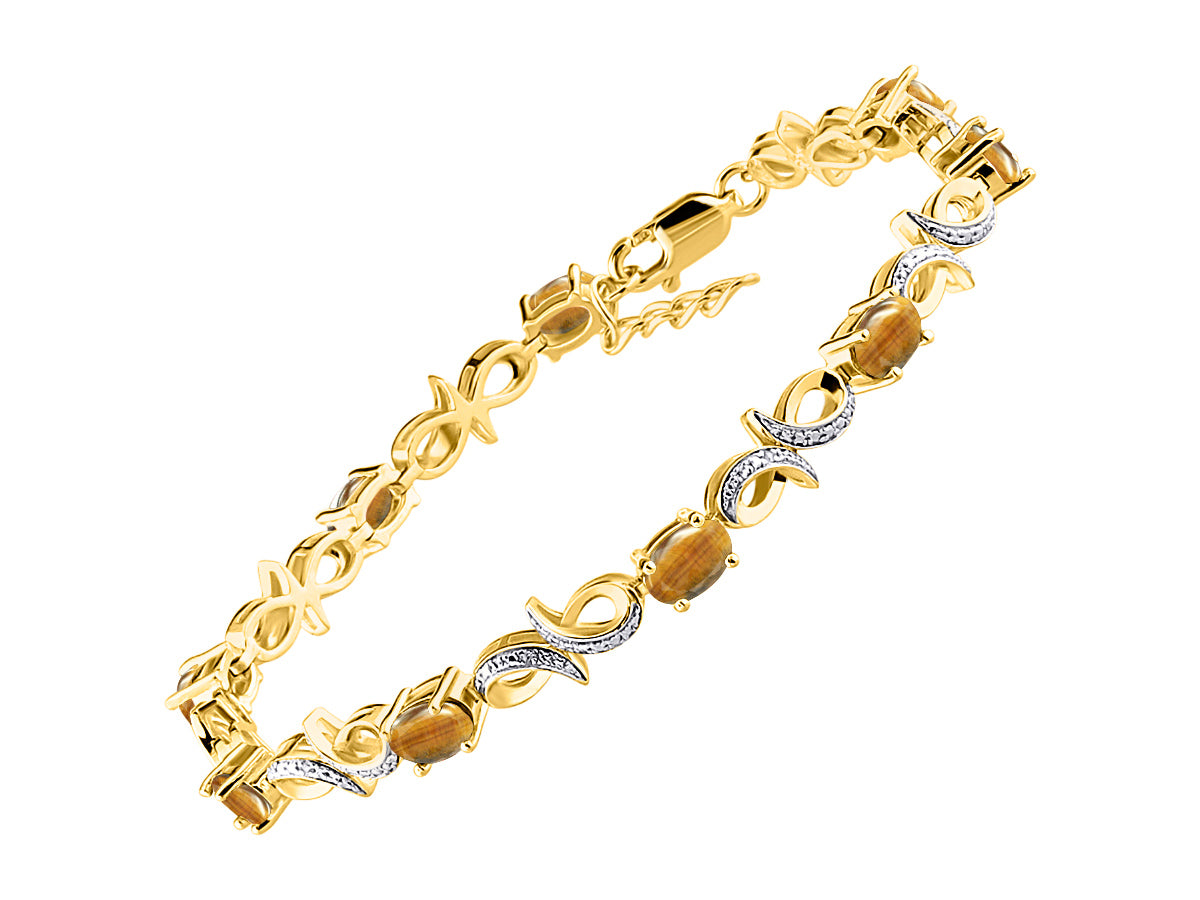 RYLOS Bracelets for Women Yellow Gold Plated Silver Infinity Tennis Bracelet Gemstone & Diamonds Adjustable to Fit 7"-8" Wrist, 9 Gorgeous 6X4MM Jewelry for Women Friendship Bracelets