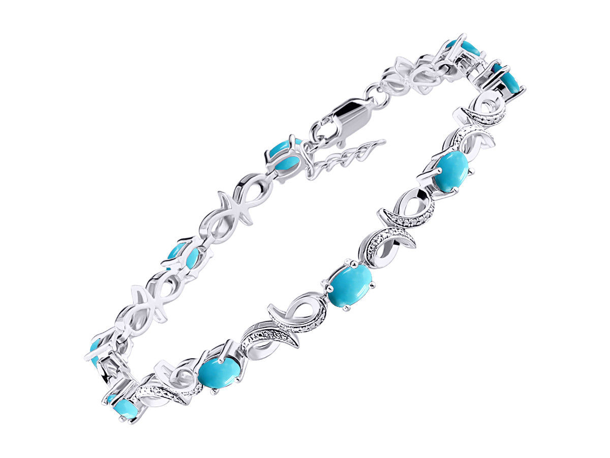 RYLOS Bracelets for Women 925 Sterling Silver Infinity Tennis Bracelet Gemstone & Diamonds Adjustable to Fit 7"-8" Wrist, 9 Gorgeous 6X4MM Jewelry for Women Friendship Bracelets