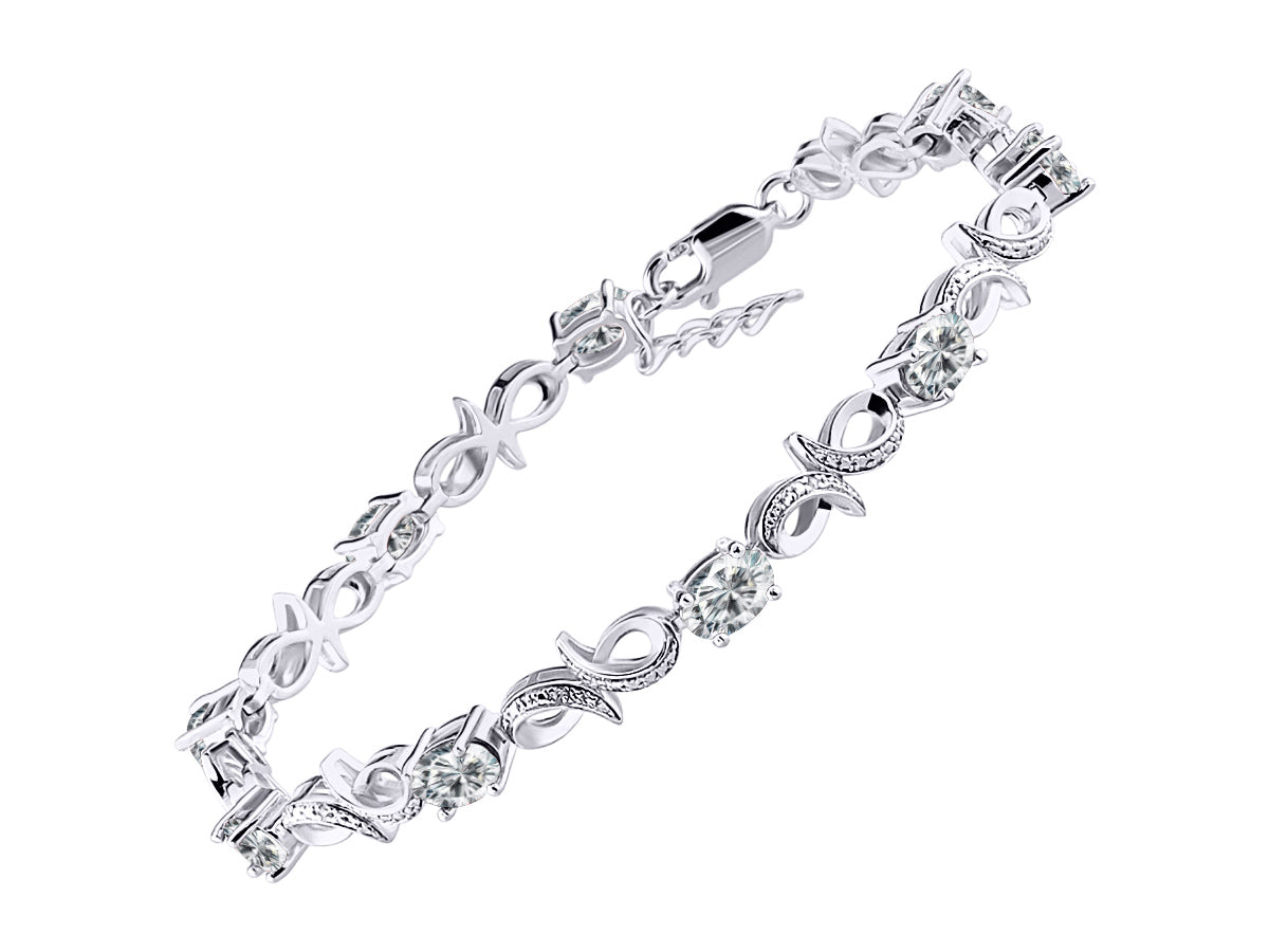 RYLOS Bracelets for Women 925 Sterling Silver Infinity Tennis Bracelet Gemstone & Diamonds Adjustable to Fit 7"-8" Wrist, 9 Gorgeous 6X4MM Jewelry for Women Friendship Bracelets