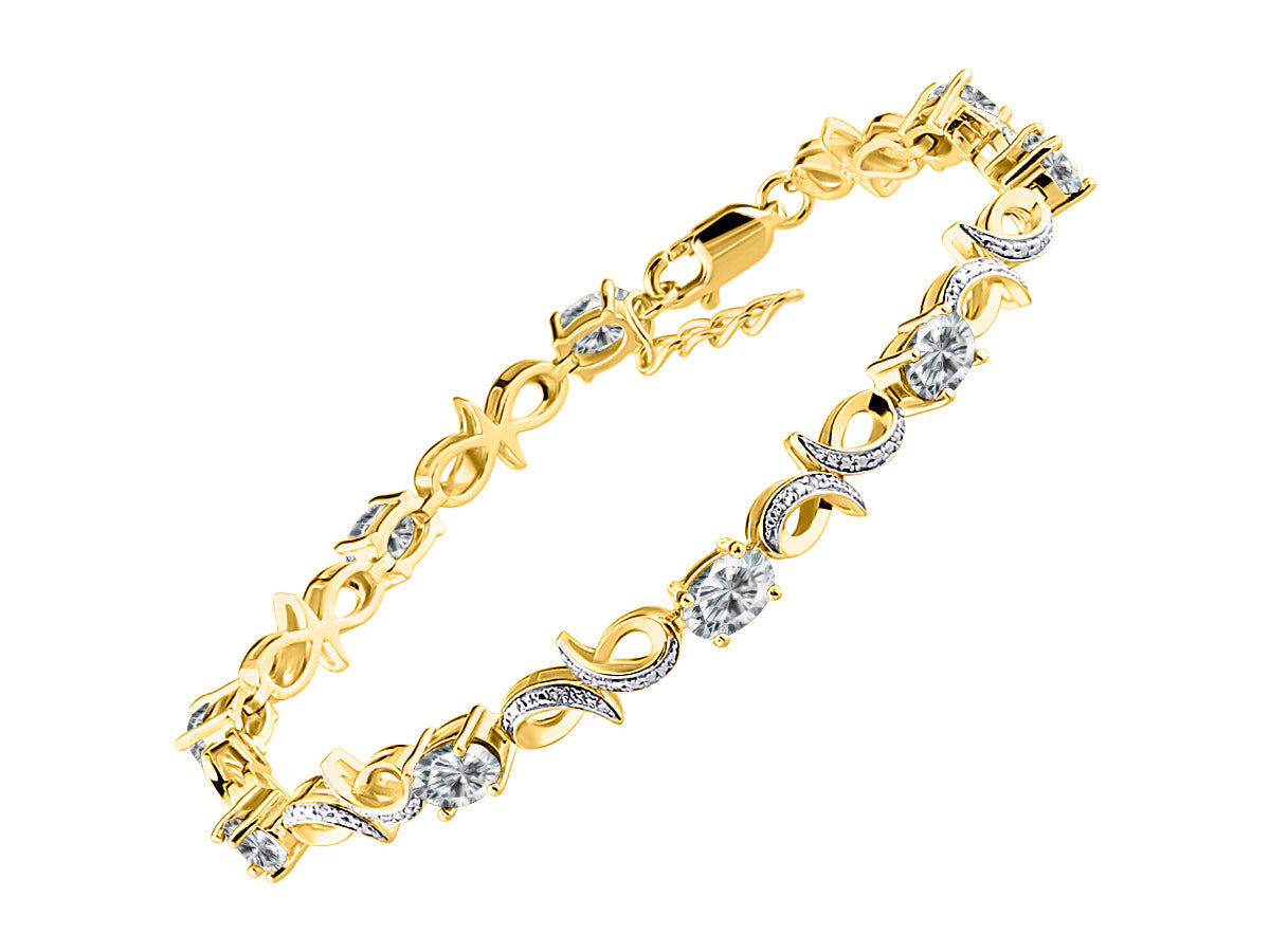 RYLOS Bracelets for Women Yellow Gold Plated Silver Infinity Tennis Bracelet Gemstone & Diamonds Adjustable to Fit 7"-8" Wrist, 9 Gorgeous 6X4MM Jewelry for Women Friendship Bracelets