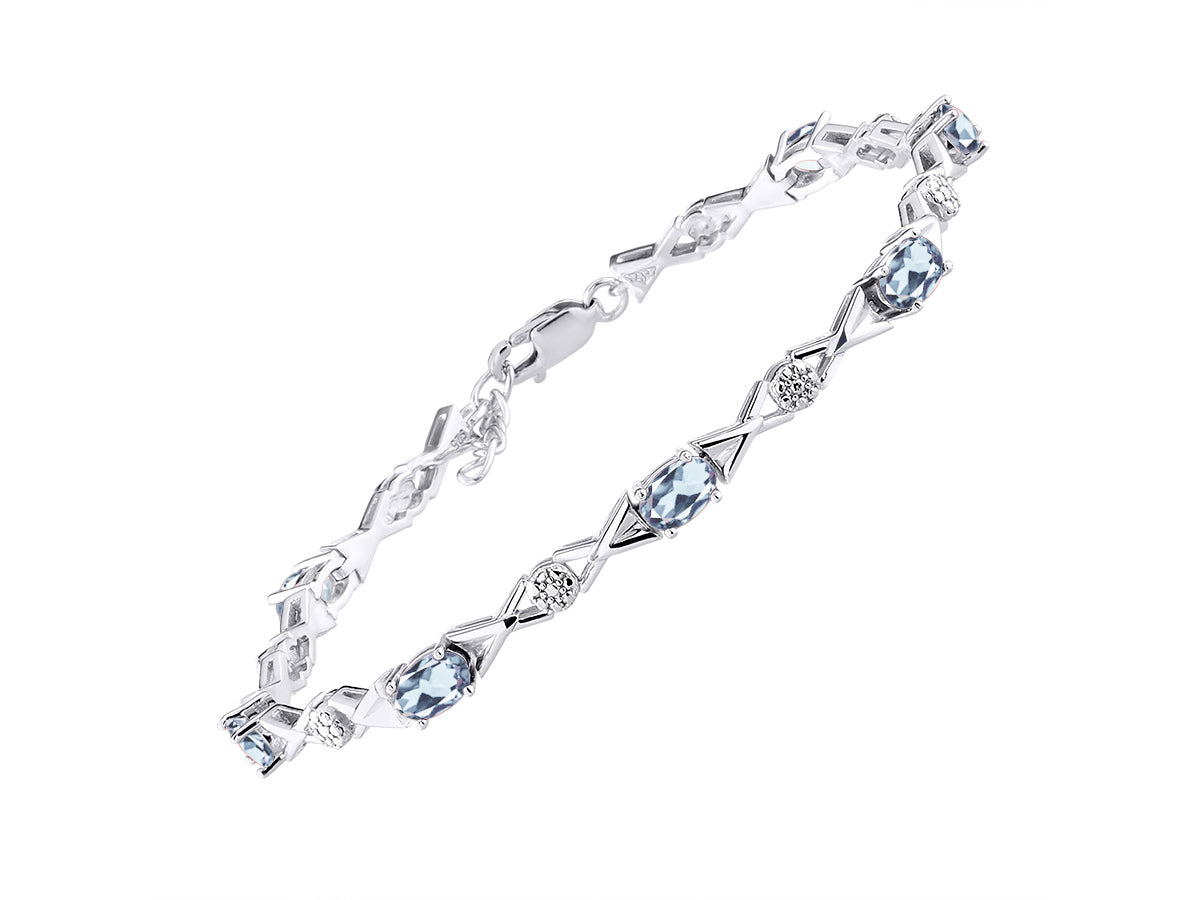RYLOS Bracelets for Women 925 Sterling Silver XOXO Hugs & Kisses Tennis Bracelet Gemstone & Genuine Diamonds Adjustable to Fit 7"-8" Wrist, 10 Gorgeous 6X4MM Jewelry for Women Friendship Bracelets