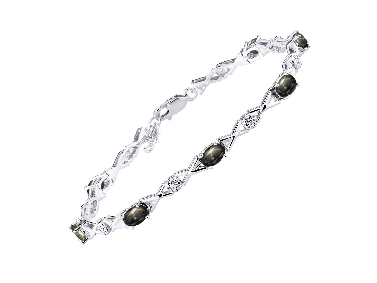 RYLOS Bracelets for Women 925 Sterling Silver XOXO Hugs & Kisses Tennis Bracelet Gemstone & Genuine Diamonds Adjustable to Fit 7"-8" Wrist, 10 Gorgeous 6X4MM Jewelry for Women Friendship Bracelets