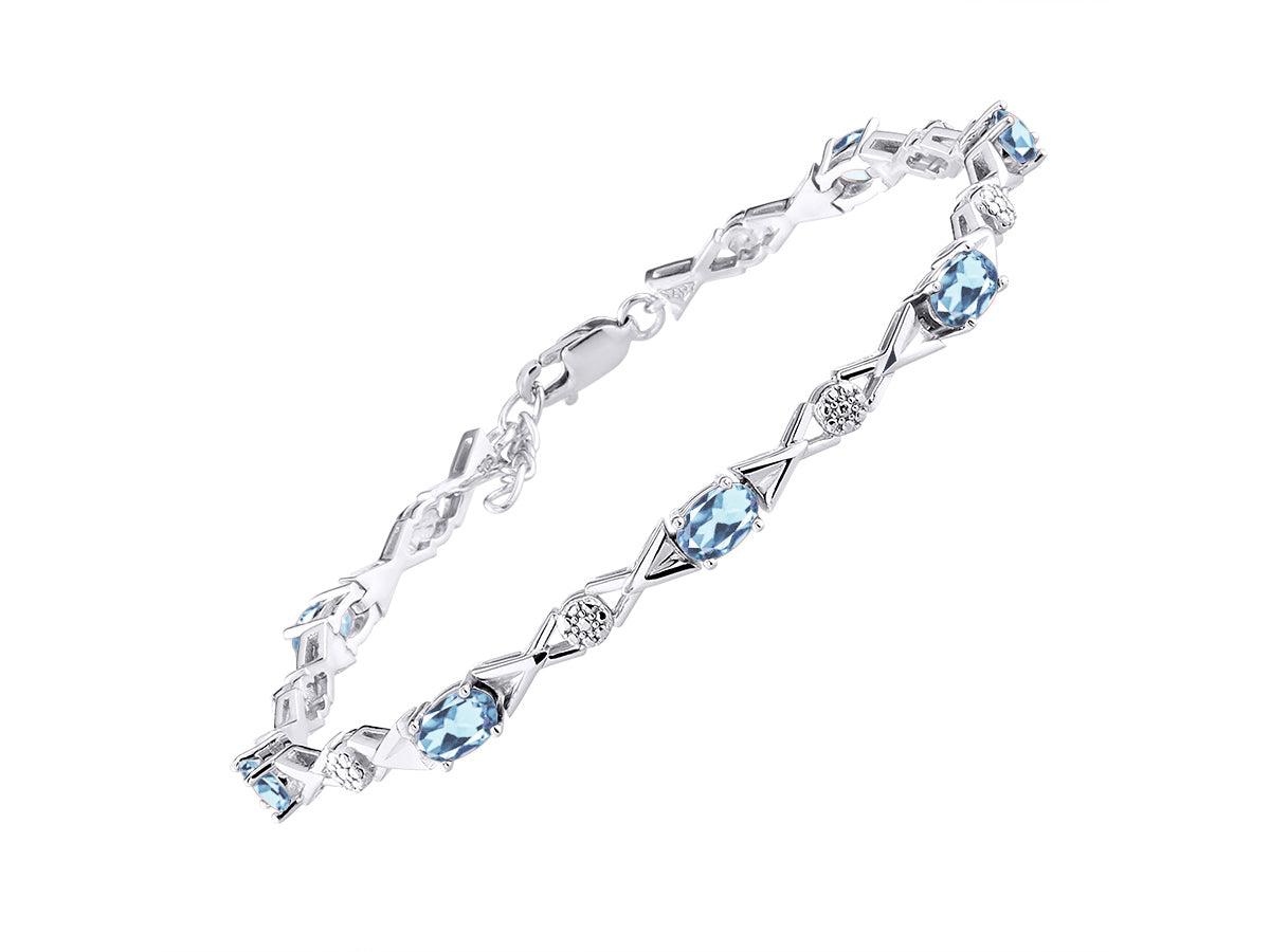 RYLOS Bracelets for Women 925 Sterling Silver XOXO Hugs & Kisses Tennis Bracelet Gemstone & Genuine Diamonds Adjustable to Fit 7"-8" Wrist, 10 Gorgeous 6X4MM Jewelry for Women Friendship Bracelets