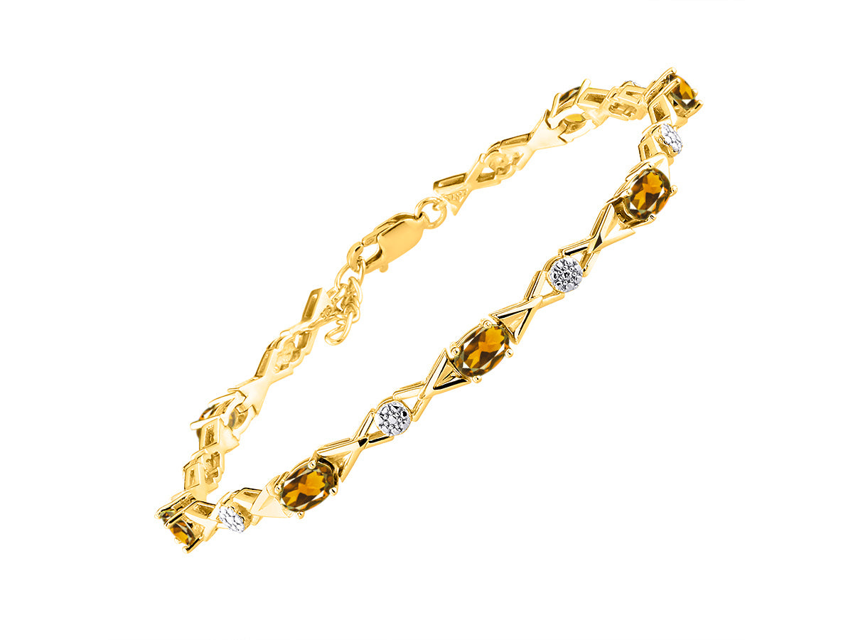 RYLOS Bracelets for Women Yellow Gold Plated Silver XOXO Hugs & Kisses Tennis Bracelet Gemstone & Genuine Diamonds Adjustable to Fit 7"-8" Wrist, 10 Gorgeous 6X4MM Jewelry for Women Friendship Bracelets