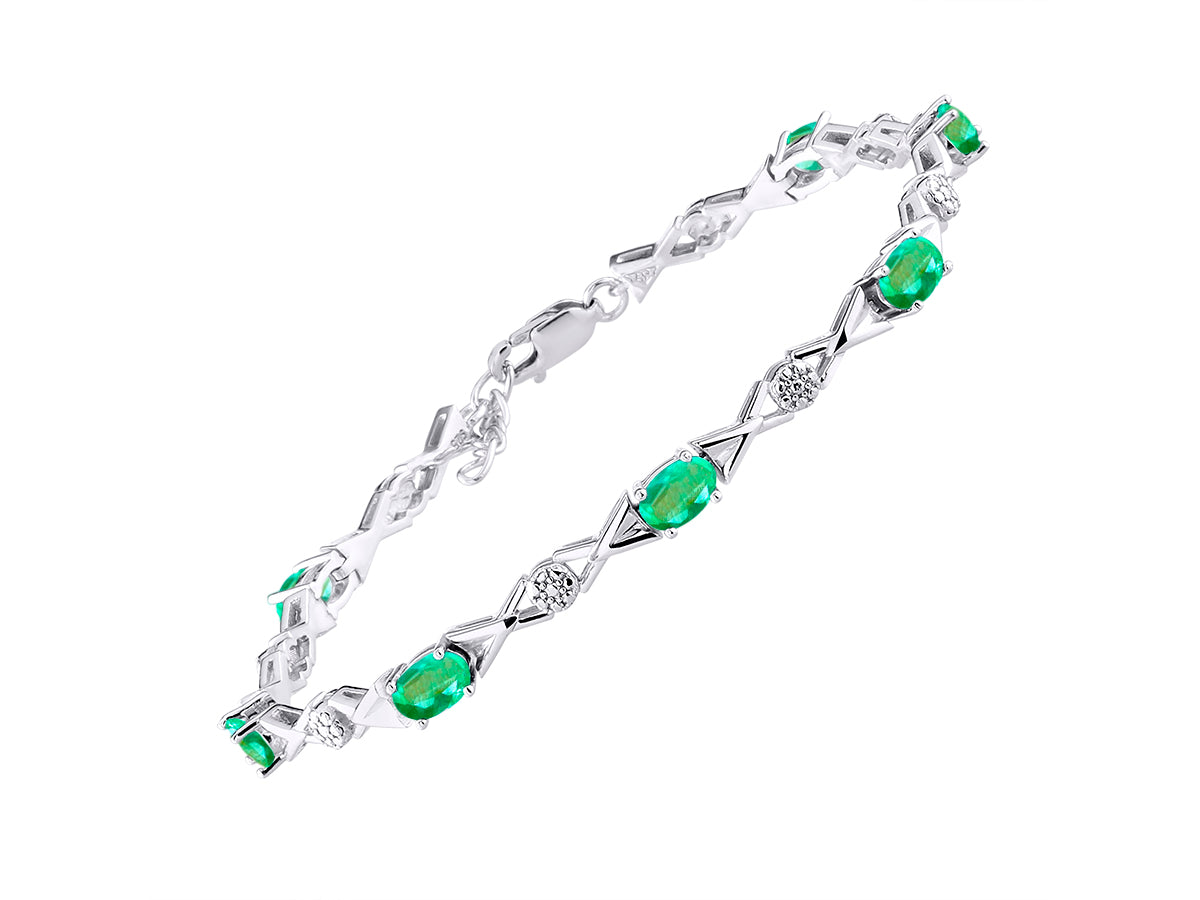 RYLOS Bracelets for Women 925 Sterling Silver XOXO Hugs & Kisses Tennis Bracelet Gemstone & Genuine Diamonds Adjustable to Fit 7"-8" Wrist, 10 Gorgeous 6X4MM Jewelry for Women Friendship Bracelets