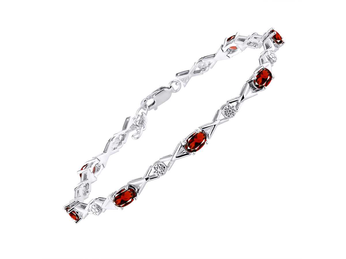 RYLOS Bracelets for Women 925 Sterling Silver XOXO Hugs & Kisses Tennis Bracelet Gemstone & Genuine Diamonds Adjustable to Fit 7"-8" Wrist, 10 Gorgeous 6X4MM Jewelry for Women Friendship Bracelets