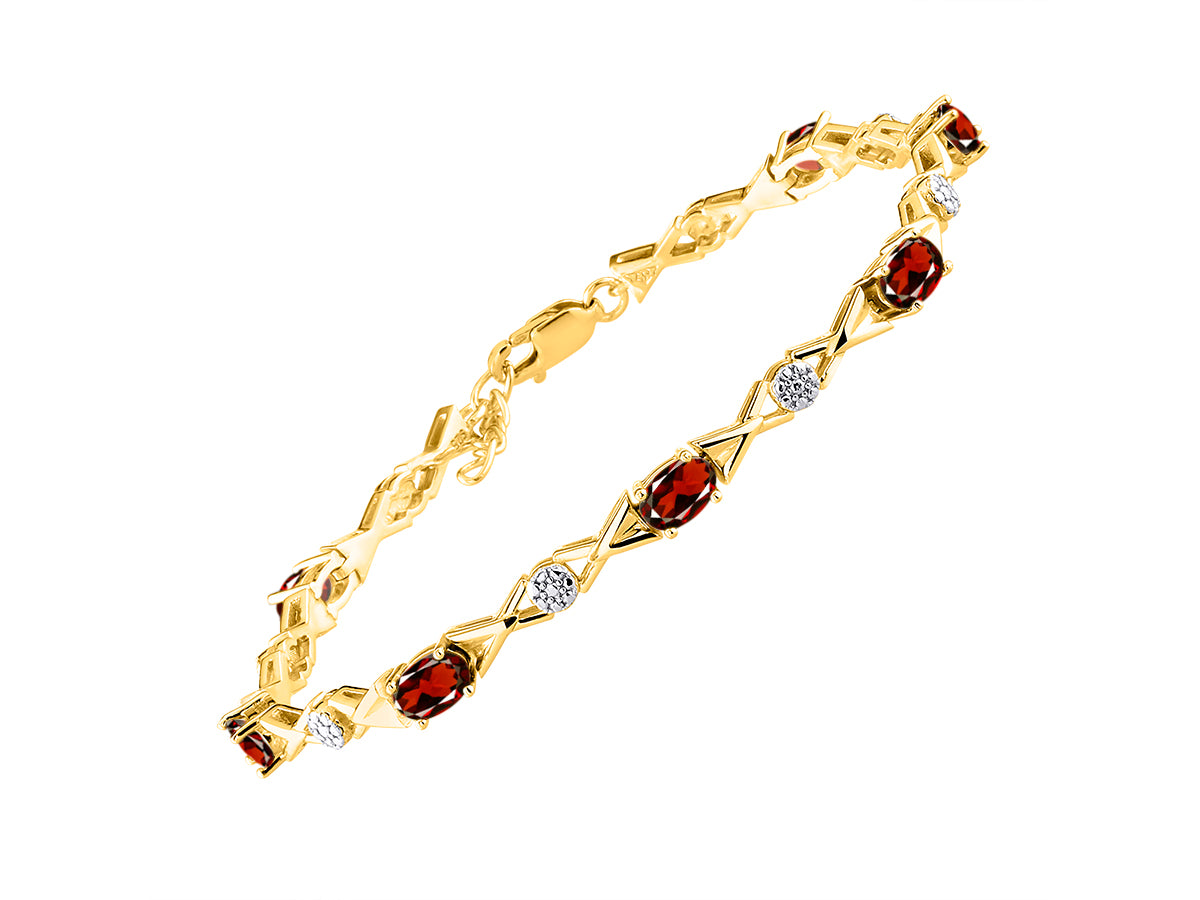 RYLOS Bracelets for Women Yellow Gold Plated Silver XOXO Hugs & Kisses Tennis Bracelet Gemstone & Genuine Diamonds Adjustable to Fit 7"-8" Wrist, 10 Gorgeous 6X4MM Jewelry for Women Friendship Bracelets
