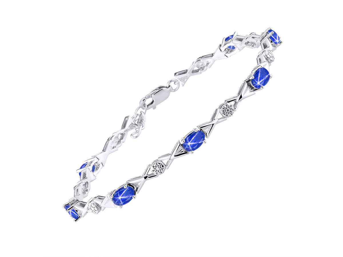 RYLOS Bracelets for Women 925 Sterling Silver XOXO Hugs & Kisses Tennis Bracelet Gemstone & Genuine Diamonds Adjustable to Fit 7"-8" Wrist, 10 Gorgeous 6X4MM Jewelry for Women Friendship Bracelets