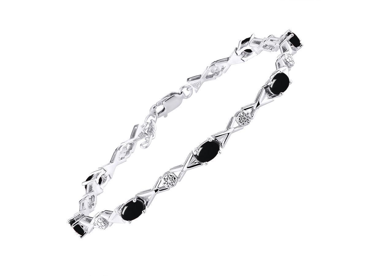 RYLOS Bracelets for Women 925 Sterling Silver XOXO Hugs & Kisses Tennis Bracelet Gemstone & Genuine Diamonds Adjustable to Fit 7"-8" Wrist, 10 Gorgeous 6X4MM Jewelry for Women Friendship Bracelets