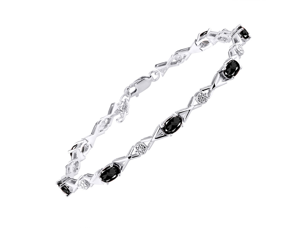 RYLOS Bracelets for Women 925 Sterling Silver XOXO Hugs & Kisses Tennis Bracelet Gemstone & Genuine Diamonds Adjustable to Fit 7"-8" Wrist, 10 Gorgeous 6X4MM Jewelry for Women Friendship Bracelets