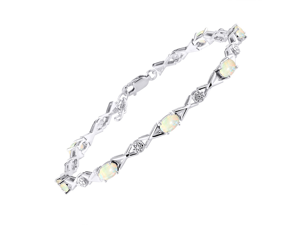 RYLOS Bracelets for Women 925 Sterling Silver XOXO Hugs & Kisses Tennis Bracelet Gemstone & Genuine Diamonds Adjustable to Fit 7"-8" Wrist, 10 Gorgeous 6X4MM Jewelry for Women Friendship Bracelets