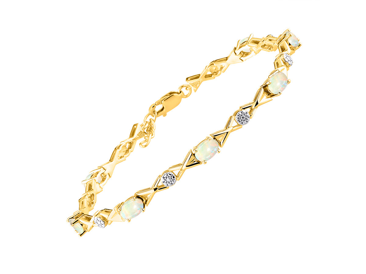 RYLOS Bracelets for Women Yellow Gold Plated Silver XOXO Hugs & Kisses Tennis Bracelet Gemstone & Genuine Diamonds Adjustable to Fit 7"-8" Wrist, 10 Gorgeous 6X4MM Jewelry for Women Friendship Bracelets