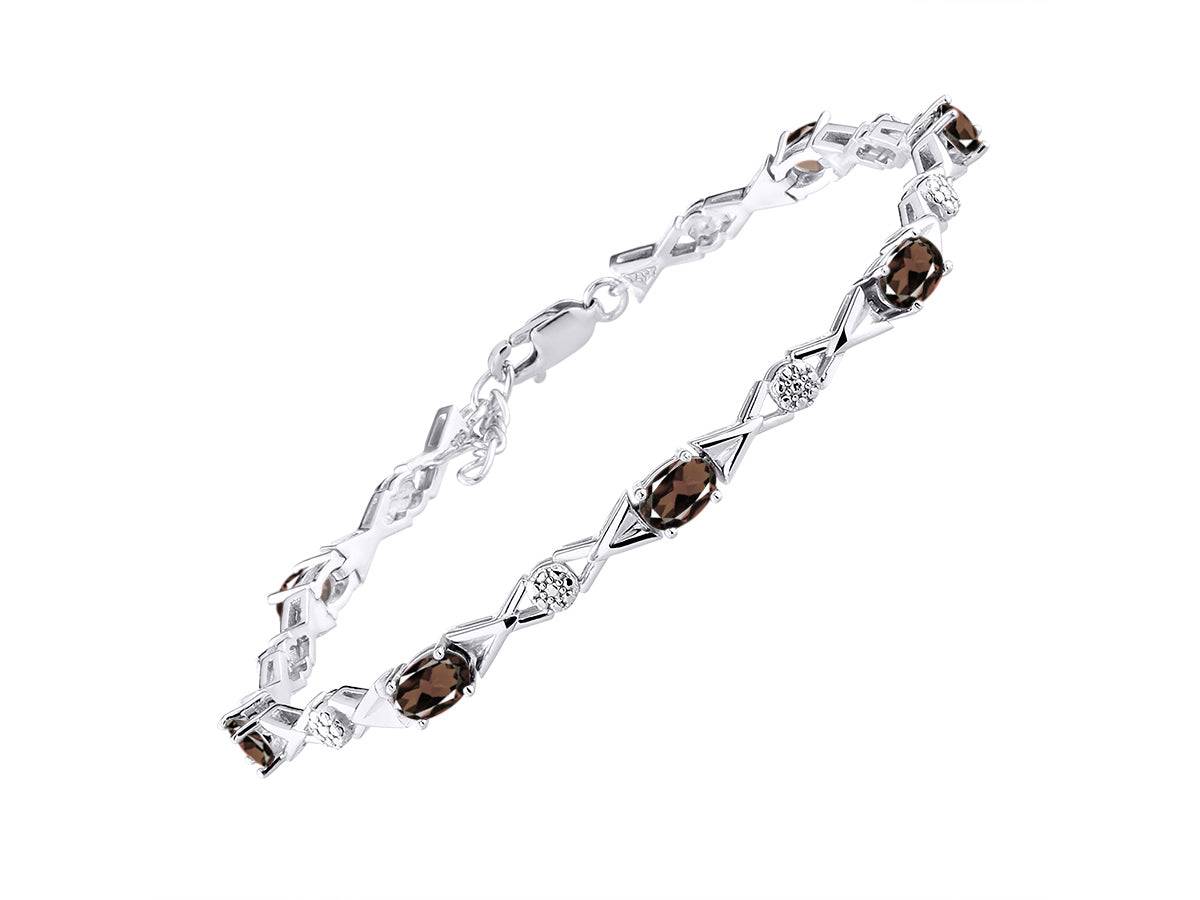 RYLOS Bracelets for Women 925 Sterling Silver XOXO Hugs & Kisses Tennis Bracelet Gemstone & Genuine Diamonds Adjustable to Fit 7"-8" Wrist, 10 Gorgeous 6X4MM Jewelry for Women Friendship Bracelets