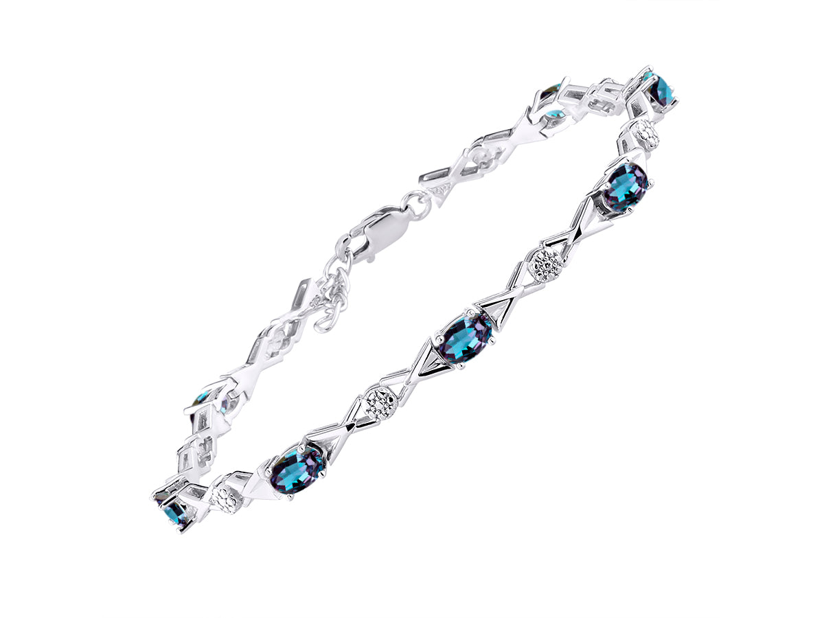 RYLOS Bracelets for Women 925 Sterling Silver XOXO Hugs & Kisses Tennis Bracelet Gemstone & Genuine Diamonds Adjustable to Fit 7"-8" Wrist, 10 Gorgeous 6X4MM Jewelry for Women Friendship Bracelets
