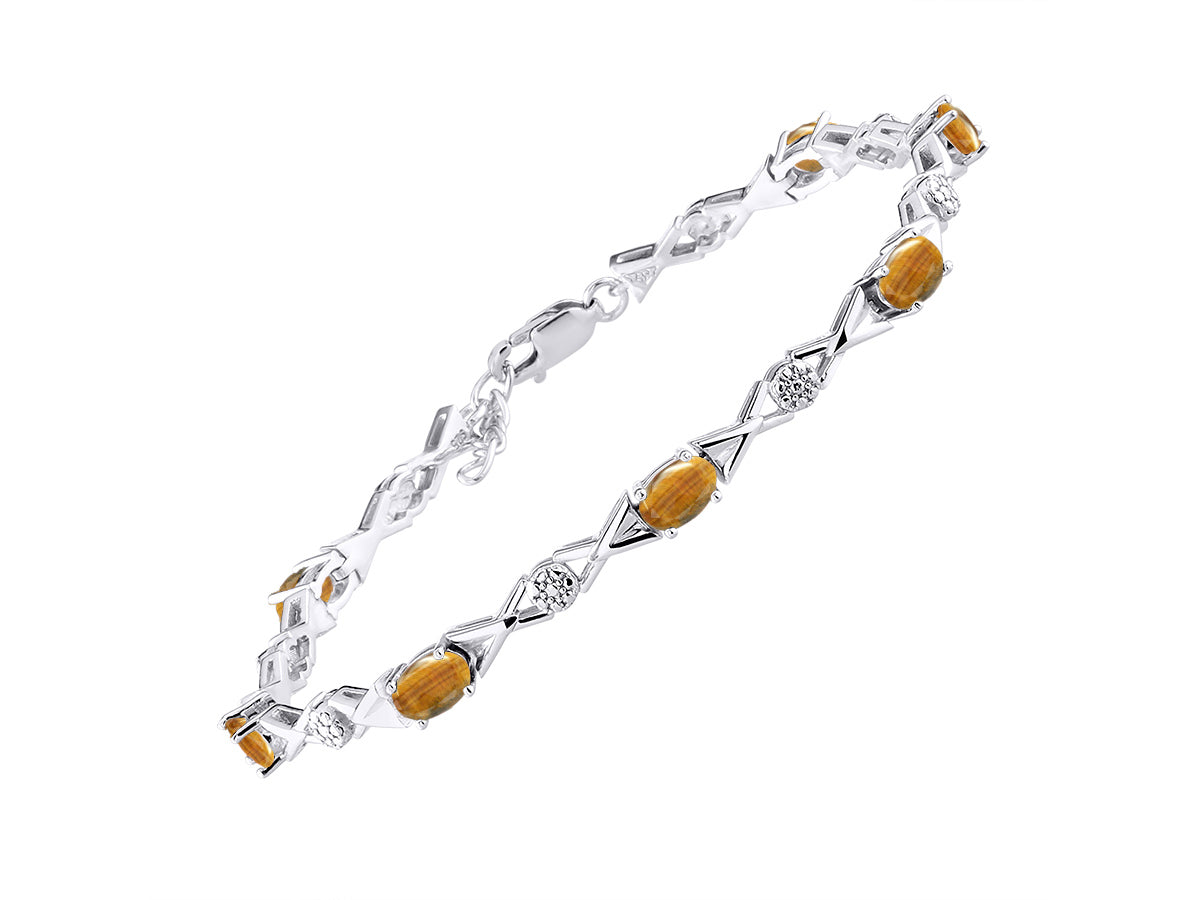 RYLOS Bracelets for Women 925 Sterling Silver XOXO Hugs & Kisses Tennis Bracelet Gemstone & Genuine Diamonds Adjustable to Fit 7"-8" Wrist, 10 Gorgeous 6X4MM Jewelry for Women Friendship Bracelets