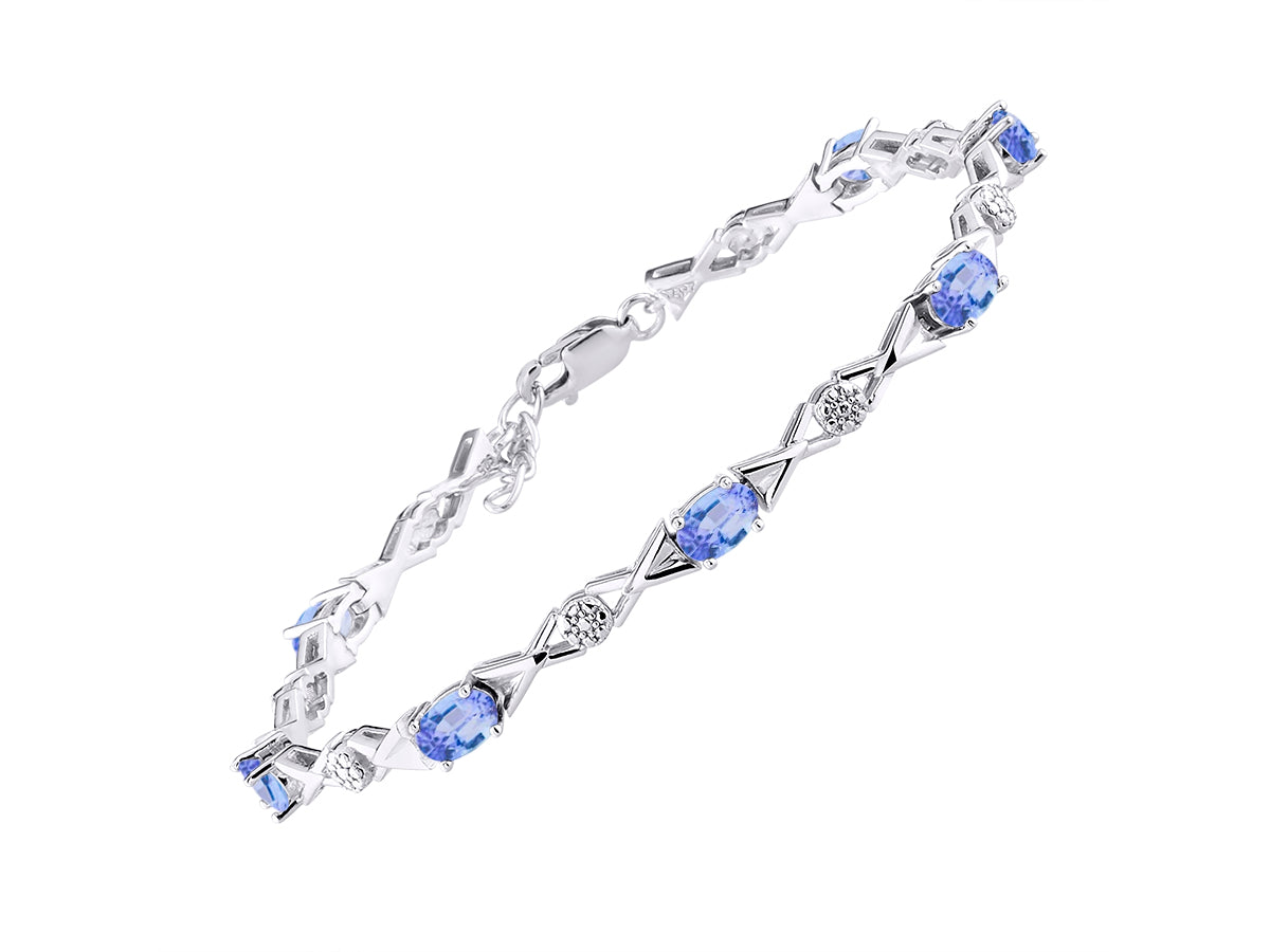RYLOS Bracelets for Women 925 Sterling Silver Serenity Wave Tennis Bracelet Gemstone & Diamonds Adjustable to Fit 7"-8" Wrist, 9 Gorgeous 5X3MM Jewelry for Women Friendship Bracelets