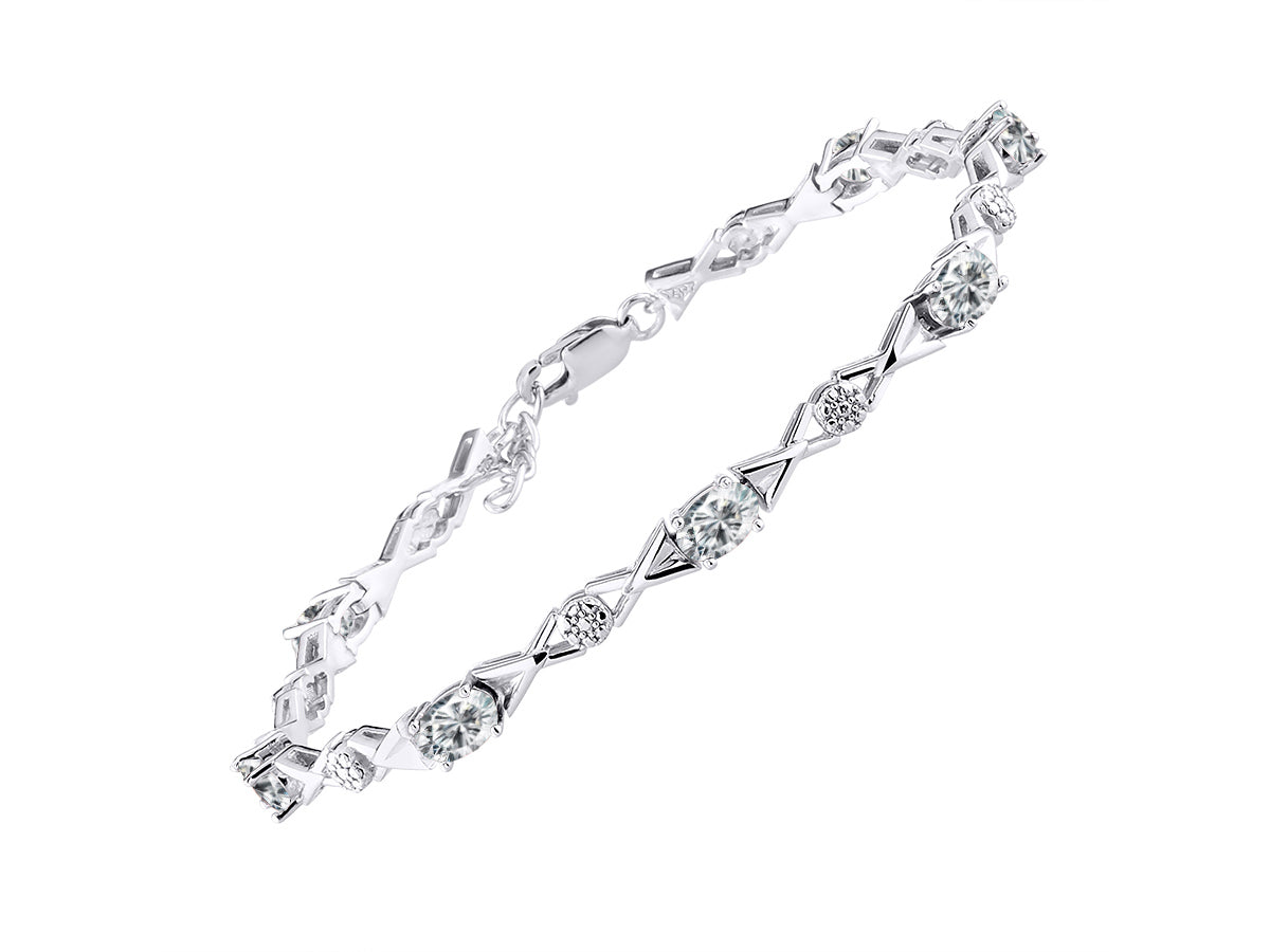 RYLOS Bracelets for Women 925 Sterling Silver XOXO Hugs & Kisses Tennis Bracelet Gemstone & Genuine Diamonds Adjustable to Fit 7"-8" Wrist, 10 Gorgeous 6X4MM Jewelry for Women Friendship Bracelets