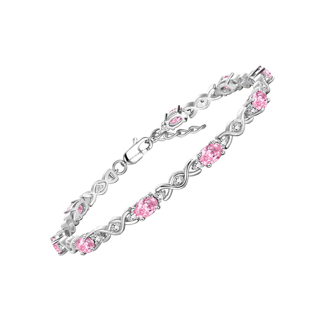 RYLOS Bracelets for Women 925 Sterling Silver XOXO Hugs & Kisses Tennis Bracelet Gemstone &  Diamonds Adjustable to Fit 7"-8" Wrist, 10 Gorgeous 6X4MM Jewelry for Women Friendship Bracelets