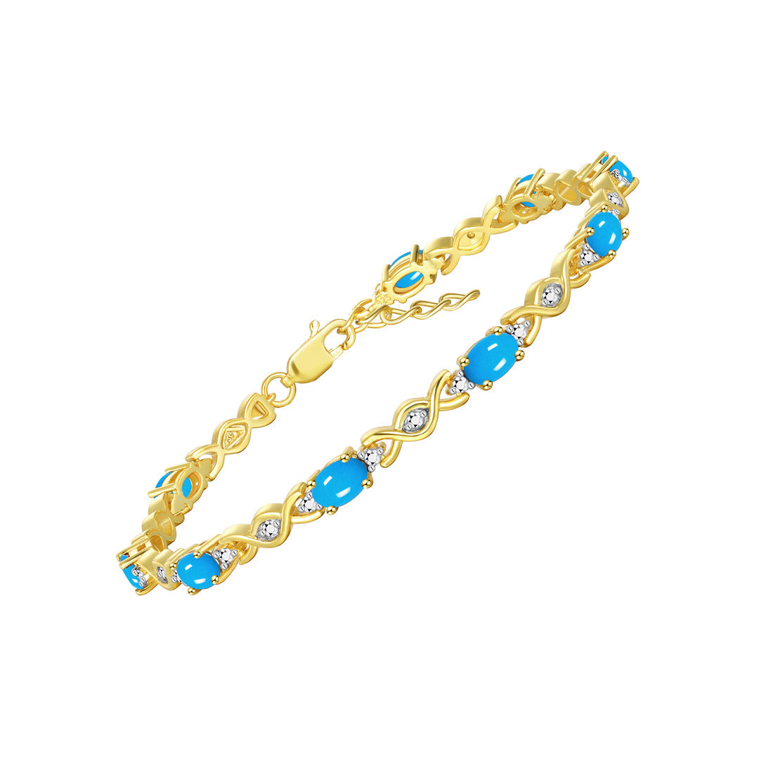 RYLOS Bracelets for Women Yellow Gold Plated Silver XOXO Hugs & Kisses Tennis Bracelet Gemstone &  Diamonds Adjustable to Fit 7"-8" Wrist, 10 Gorgeous 6X4MM Jewelry for Women Friendship Bracelets