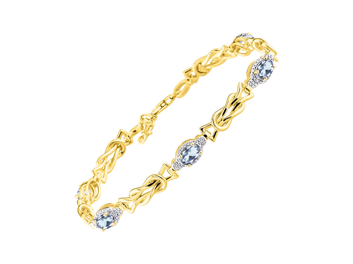 RYLOS Bracelets for Women Yellow Gold Plated Silver Love Knot Tennis Bracelet Gemstone & Diamonds Adjustable to Fit 7"-8" Wrist, 5 Gorgeous 6X4MM Jewelry for Women Friendship Bracelets