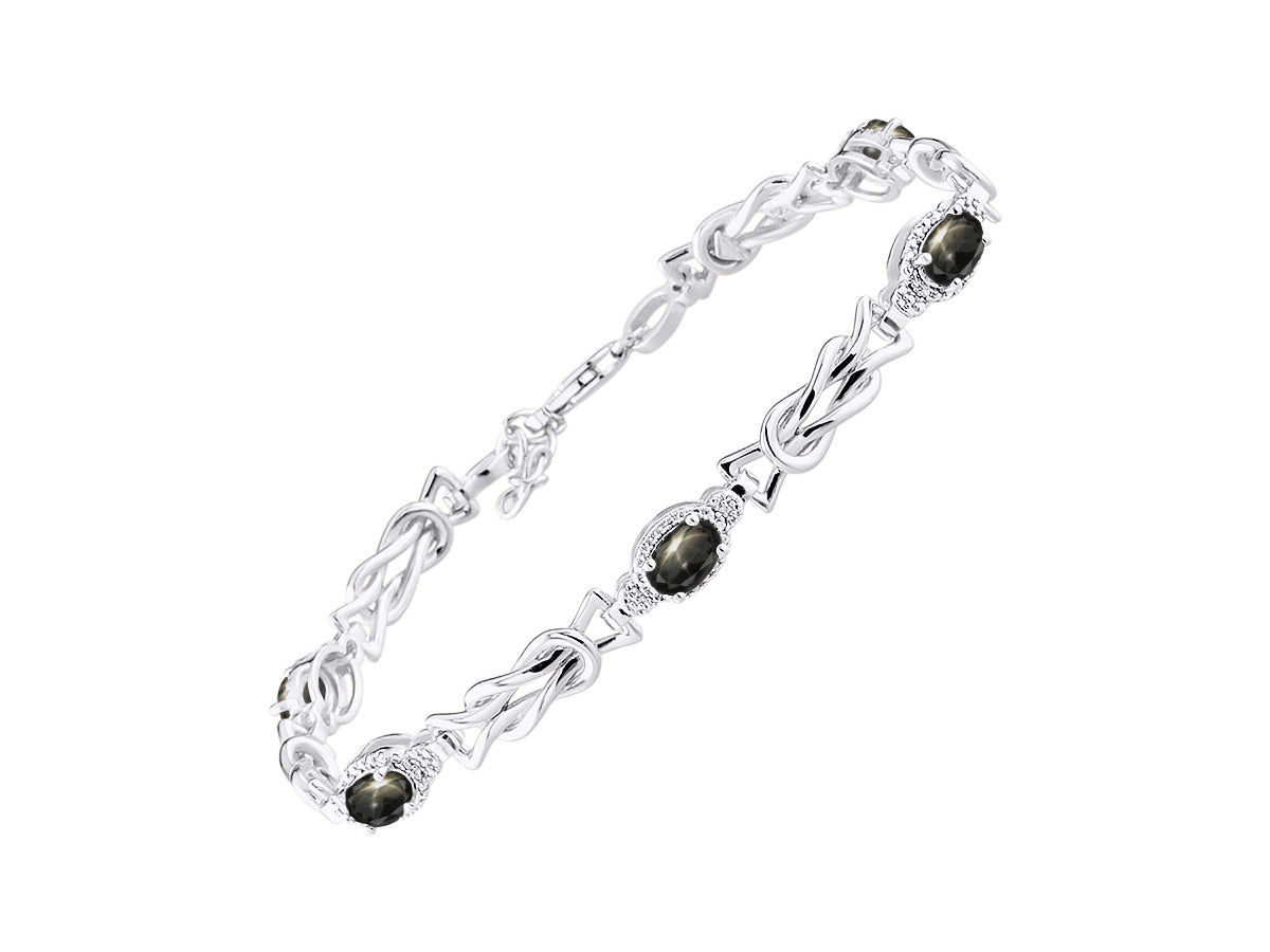 RYLOS Bracelets for Women 925 Sterling Silver Love Knot Tennis Bracelet Gemstone & Diamonds Adjustable to Fit 7"-8" Wrist, 5 - 6X4MM Amethyst Jewelry for Women Friendship Bracelets