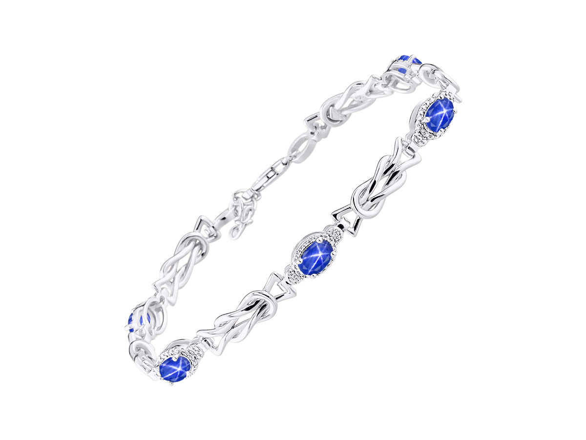 RYLOS Bracelets for Women 925 Sterling Silver Love Knot Tennis Bracelet Gemstone & Diamonds Adjustable to Fit 7"-8" Wrist, 5 - 6X4MM Amethyst Jewelry for Women Friendship Bracelets