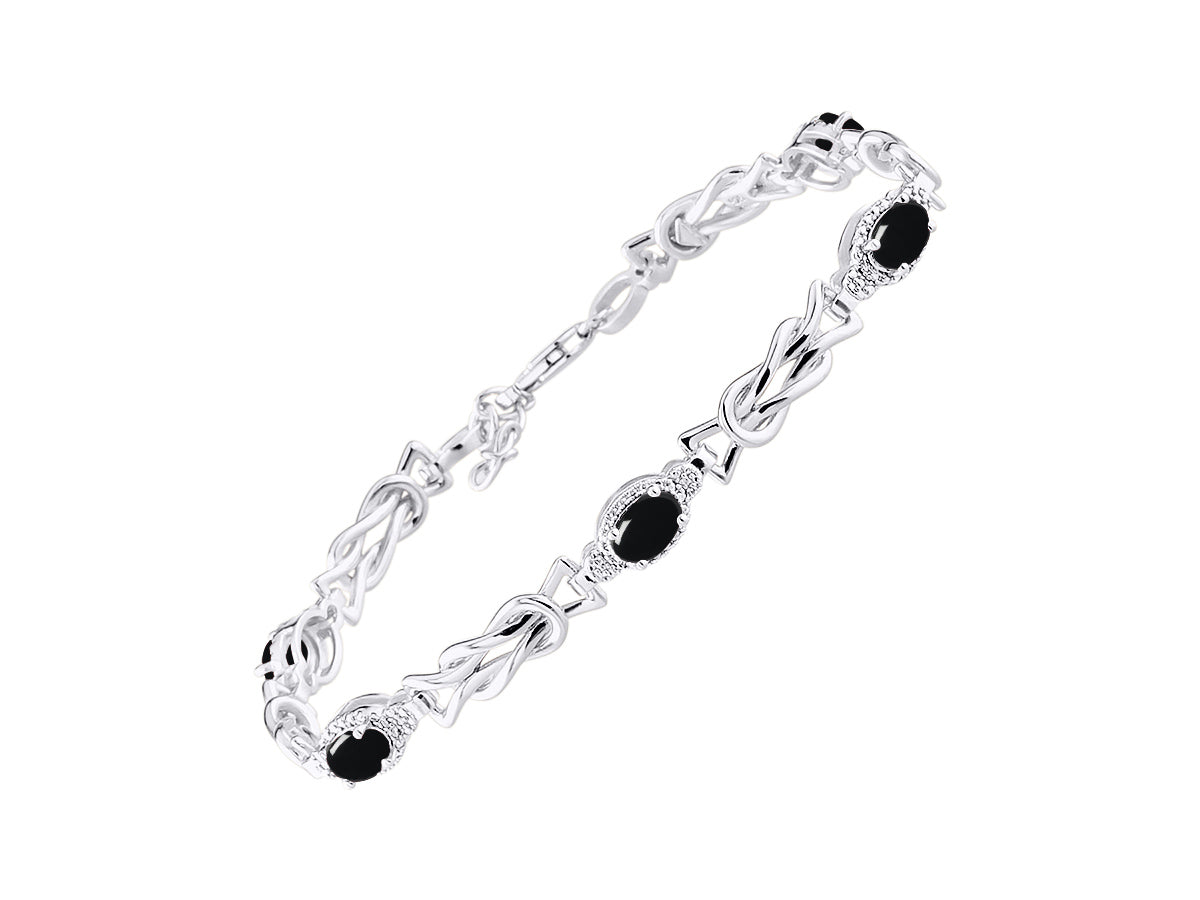 RYLOS Bracelets for Women 925 Sterling Silver Love Knot Tennis Bracelet Gemstone & Diamonds Adjustable to Fit 7"-8" Wrist, 5 - 6X4MM Amethyst Jewelry for Women Friendship Bracelets