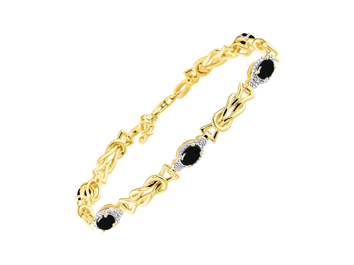 RYLOS Bracelets for Women Yellow Gold Plated Silver Love Knot Tennis Bracelet Gemstone & Diamonds Adjustable to Fit 7"-8" Wrist, 5 Gorgeous 6X4MM Jewelry for Women Friendship Bracelets
