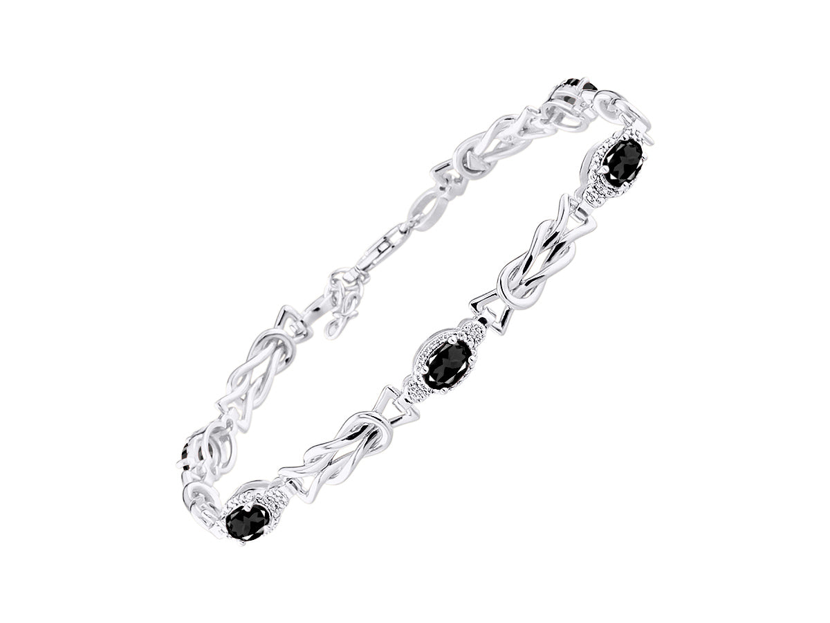 RYLOS Bracelets for Women 925 Sterling Silver Love Knot Tennis Bracelet Gemstone & Diamonds Adjustable to Fit 7"-8" Wrist, 5 - 6X4MM Amethyst Jewelry for Women Friendship Bracelets