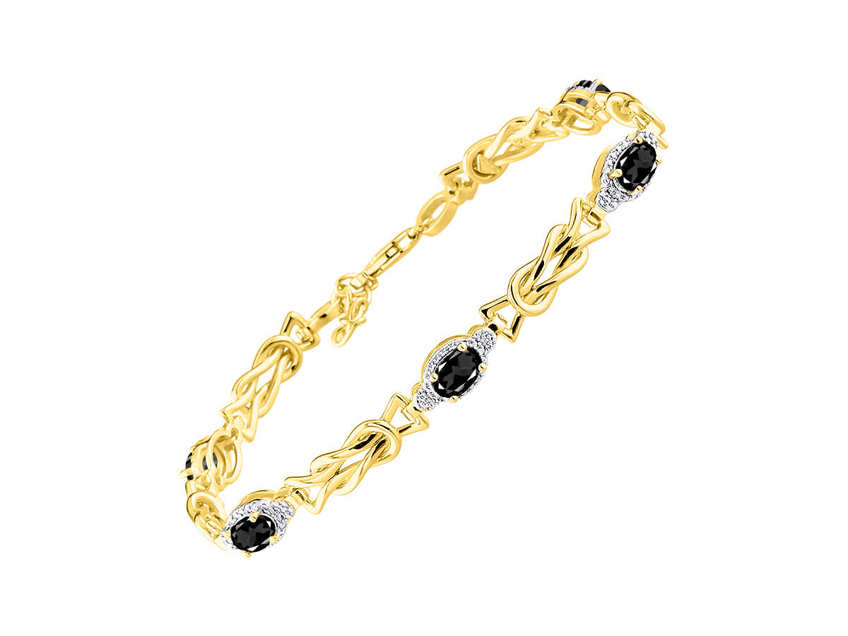 RYLOS Bracelets for Women Yellow Gold Plated Silver Love Knot Tennis Bracelet Gemstone & Diamonds Adjustable to Fit 7"-8" Wrist, 5 Gorgeous 6X4MM Jewelry for Women Friendship Bracelets