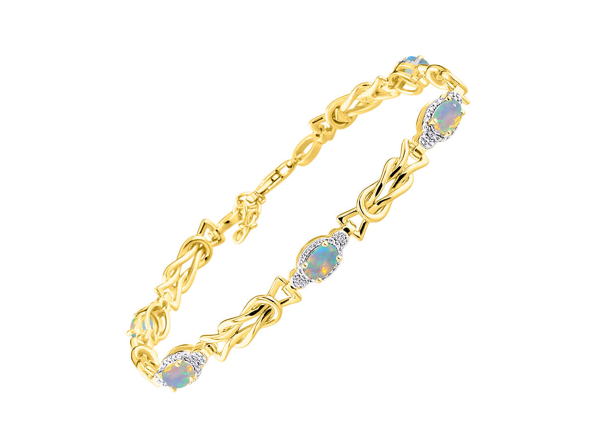 RYLOS Bracelets for Women Yellow Gold Plated Silver Love Knot Tennis Bracelet Gemstone & Diamonds Adjustable to Fit 7"-8" Wrist, 5 Gorgeous 6X4MM Jewelry for Women Friendship Bracelets