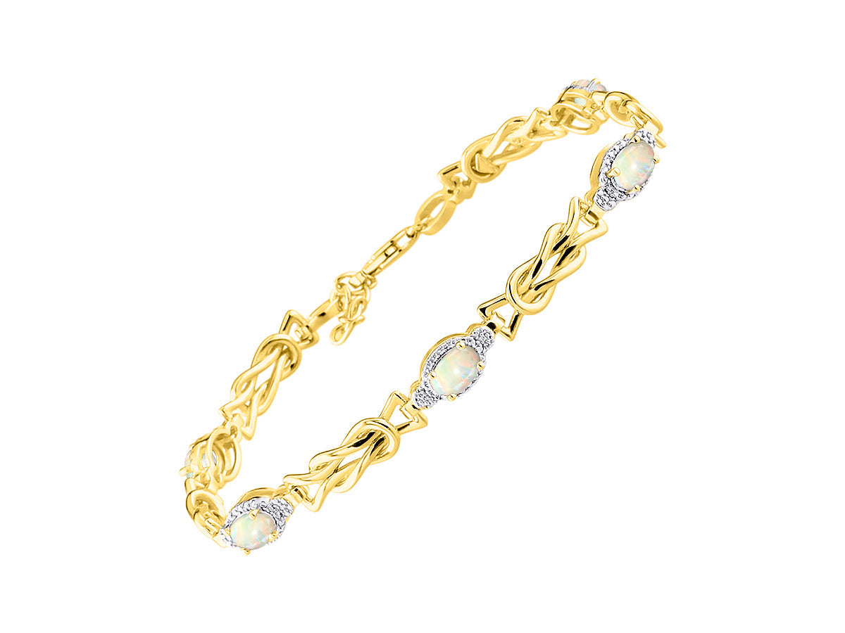 RYLOS Bracelets for Women Yellow Gold Plated Silver Love Knot Tennis Bracelet Gemstone & Diamonds Adjustable to Fit 7"-8" Wrist, 5 Gorgeous 6X4MM Jewelry for Women Friendship Bracelets
