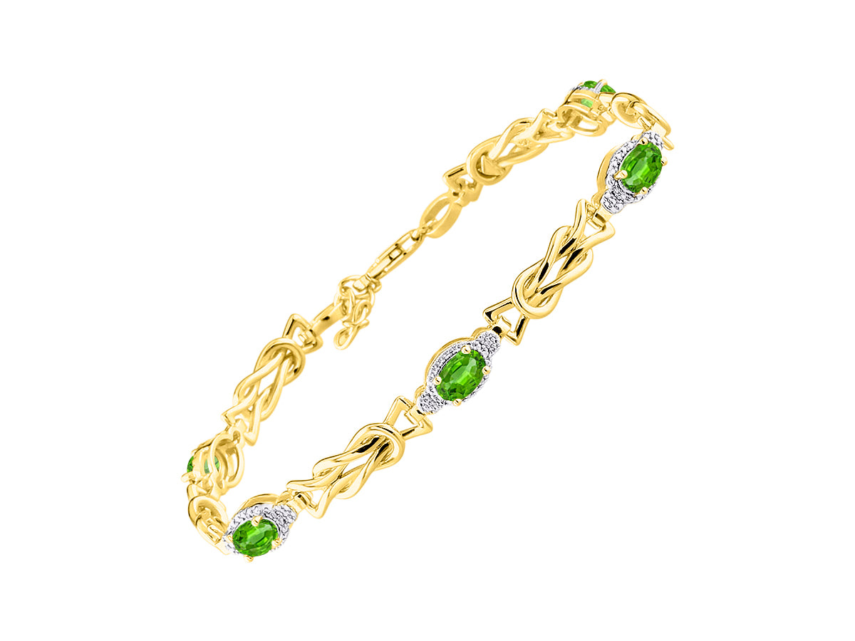 RYLOS Bracelets for Women Yellow Gold Plated Silver Love Knot Tennis Bracelet Gemstone & Diamonds Adjustable to Fit 7"-8" Wrist, 5 Gorgeous 6X4MM Jewelry for Women Friendship Bracelets