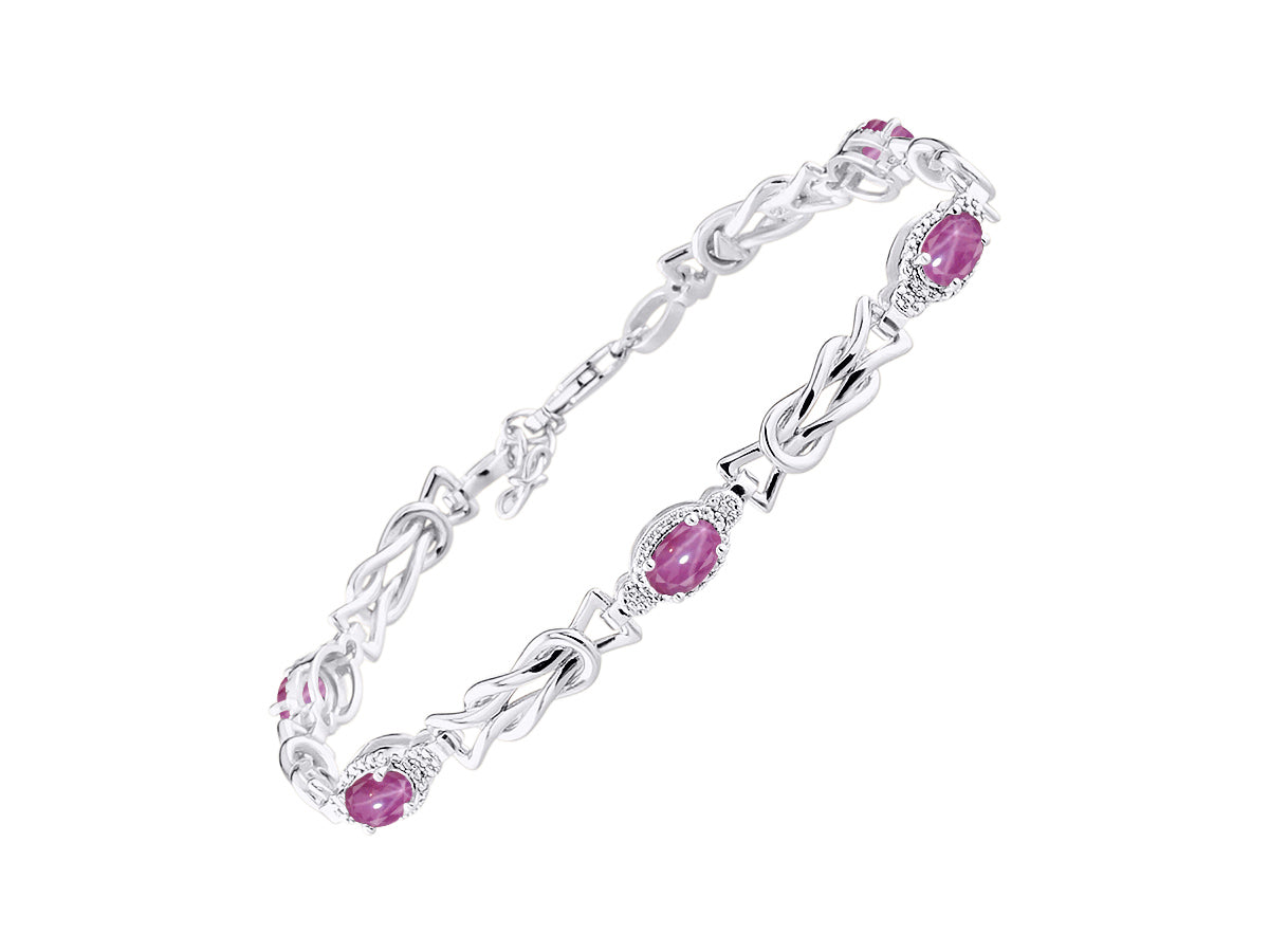 RYLOS Bracelets for Women 925 Sterling Silver Love Knot Tennis Bracelet Gemstone & Diamonds Adjustable to Fit 7"-8" Wrist, 5 - 6X4MM Amethyst Jewelry for Women Friendship Bracelets