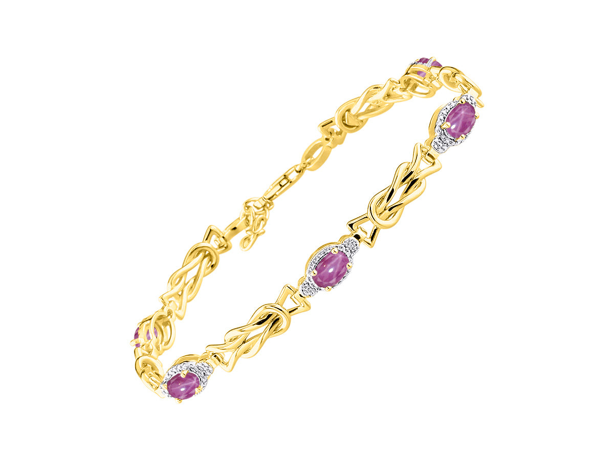 RYLOS Bracelets for Women Yellow Gold Plated Silver Love Knot Tennis Bracelet Gemstone & Diamonds Adjustable to Fit 7"-8" Wrist, 5 Gorgeous 6X4MM Jewelry for Women Friendship Bracelets